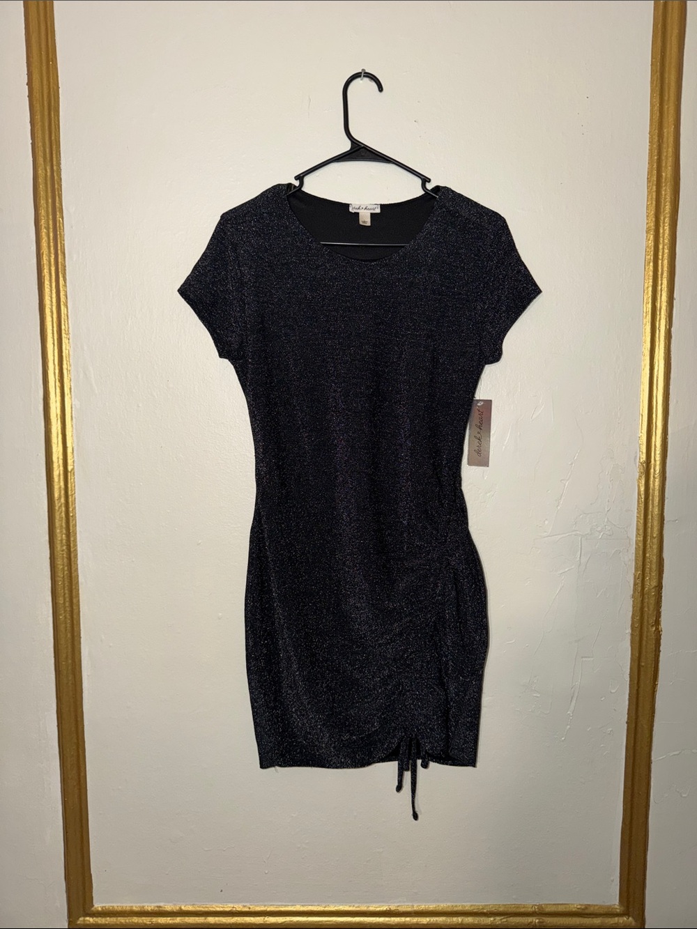 Sparkle Short Sleeve Bodycon Dress - Black
